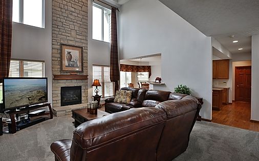 Remodeled great room with fireplace